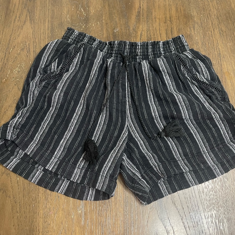 Black and Gray Striped Women's Cargo Shorts